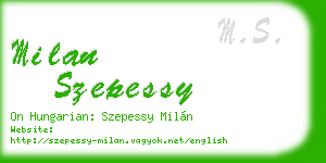 milan szepessy business card
