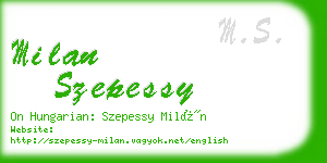 milan szepessy business card